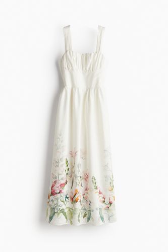 Bedrucktes Kleid aus einer Leinenmischung Weiß/Geblümt, Alltagskleider in Größe XL. Farbe: - H&M - Modalova