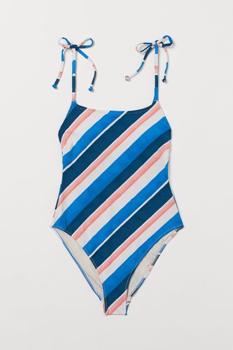 Badeanzug High Leg Hellbeige/Blau gestreift, Badeanzüge in Größe 36. Farbe: - H&M - Modalova