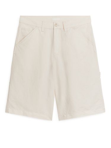 Workwear-Shorts aus Leinen und Baumwolle Cremeweiß in Größe 38. Farbe: - Arket - Modalova