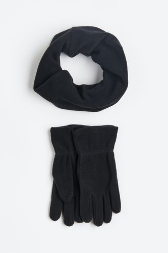 Teiliges Fleece-Set Schwarz, Handschuhe in Größe 134/152. Farbe: - H&M - Modalova