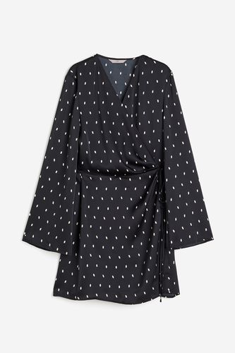 Wickelkleid aus Satin Schwarz/Gepunktet, Alltagskleider in Größe L. Farbe: - H&M - Modalova
