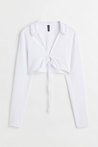 Cropped Shirt mit Kragen Weiß, Tops in Größe 46. Farbe: - H&M - Modalova