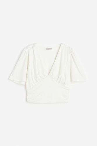 Gerafftes Crop Shirt Weiß, Tops in Größe XXL. Farbe: - H&M - Modalova