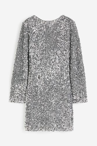 Paillettenkleid mit tiefem Rückenausschnitt Silberfarben, Party kleider in Größe L. Farbe: - H&M - Modalova
