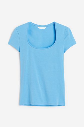 T-Shirt mit U-Ausschnitt Blau in Größe S. Farbe: - H&M - Modalova