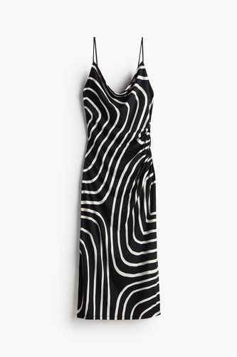 Drapiertes Kleid mit Wasserfall-Ausschnitt Schwarz/Gemustert, Alltagskleider in Größe XS. Farbe: - H&M - Modalova