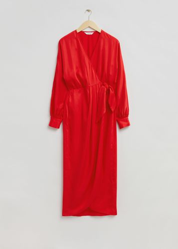 Lockeres Wickelkleid mit Faltendetail Leuchtend Rot, Alltagskleider in Größe 38. Farbe: - & Other Stories - Modalova