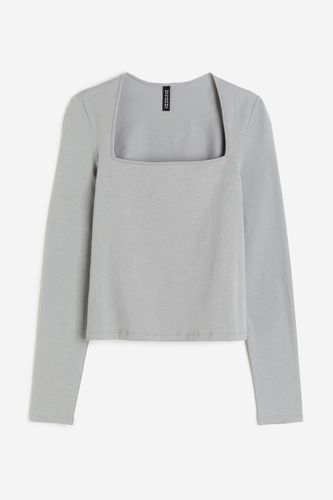 Jerseyshirt mit eckigem Ausschnitt Grau, Tops in Größe L. Farbe: - H&M - Modalova