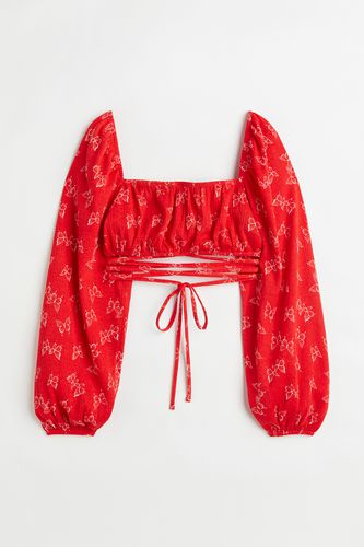 Crêpe-Bluse mit Bändern Rot/Schmetterlinge, Blusen in Größe L. Farbe: - H&M - Modalova