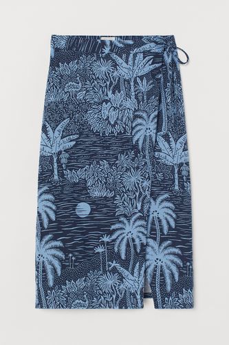 Wickelrock aus Leinenmischung Dunkelblau/Landschaft, Röcke in Größe 34. Farbe: - H&M - Modalova