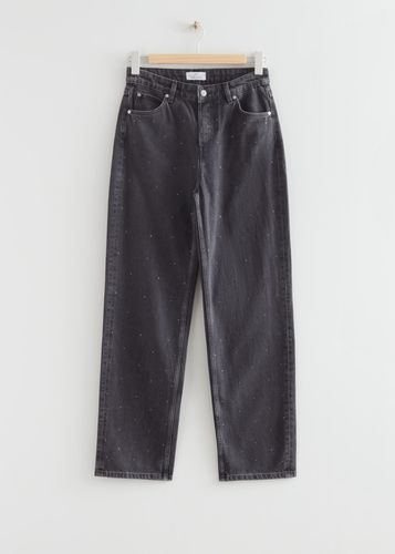 Jeans mit weitem Bein und Kristallsteinverzierung Dunkelgrau/Nieten, Baggy in Größe 31/32. Farbe: - & Other Stories - Modalova