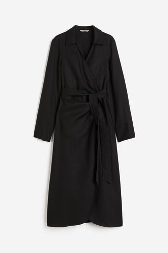Wickelkleid aus Leinenmischung Schwarz, Alltagskleider in Größe S. Farbe: - H&M - Modalova