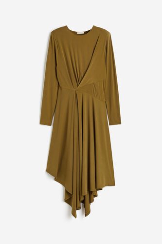 Drapiertes Jerseykleid Dunkles Khakigrün, Alltagskleider in Größe L. Farbe: - H&M - Modalova
