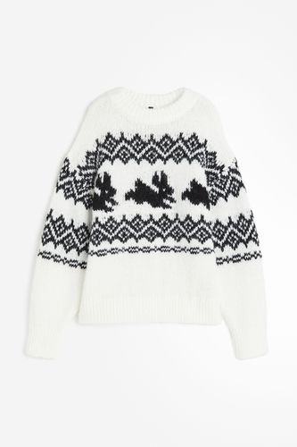 Oversized Pullover in Jacquardstrick Weiß/Kaninchen Größe M. Farbe: - H&M - Modalova