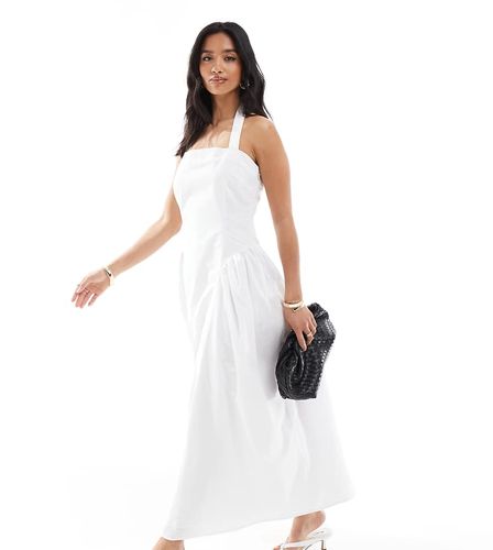 Robe longue en popeline à encolure carrée nouée autour du cou avec taille basse et jupe bouffante - 4Th & Reckless Petite - Modalova