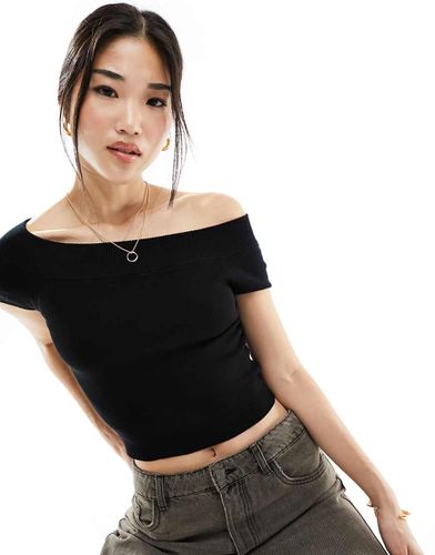 Cotton On - Crop top nero in maglia a coste con spalle scoperte - Cotton:On - Modalova