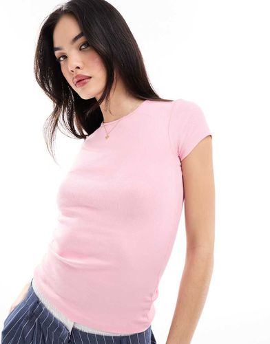 Cotton On - T-shirt a maniche corte aderente bubblegum a coste - Cotton:On - Modalova