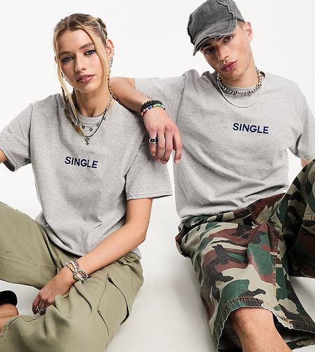 T-shirt unisex grigia con stampa "single" - Collusion - Modalova