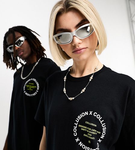 Unisex - T-shirt nera con logo - Collusion - Modalova