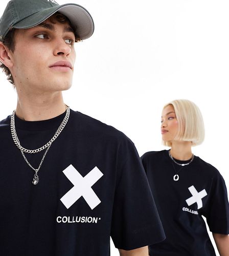 Unisex - T-shirt in cotone nera con logo - Collusion - Modalova