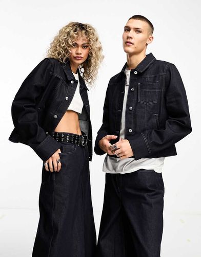 Unisex - Giacca di jeans lavaggio grezzo in coordinato - Collusion - Modalova