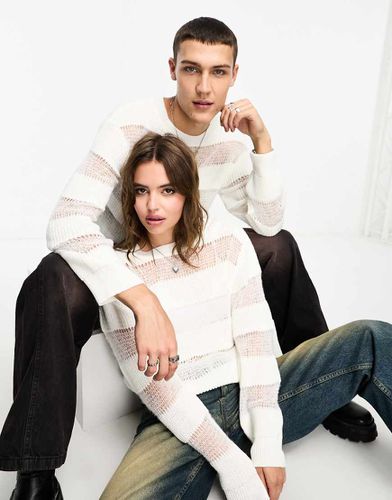 Unisex - Maglione écru in maglia mista a righe - Collusion - Modalova