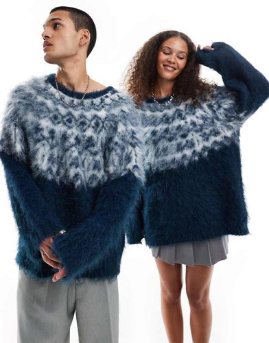 Unisex - Maglione oversize spazzolato con motivo Fair Isle - Collusion - Modalova