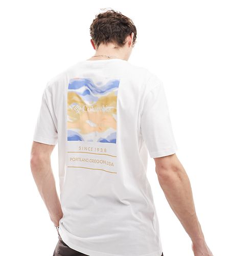 Barton Springs - T-shirt con stampa color pesca multicolore sul retro - In esclusiva per ASOS - Columbia - Modalova