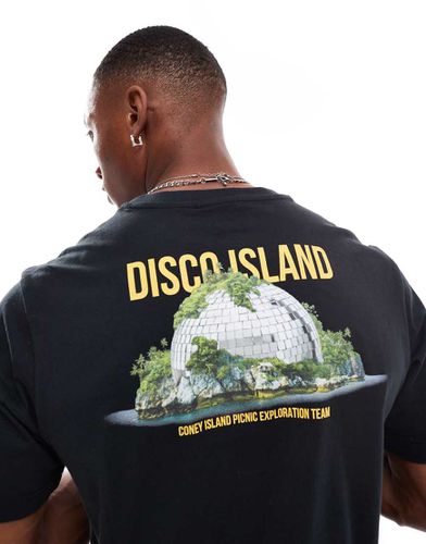 T-shirt nera con stampa "Disco Land" - Coney Island Picnic - Modalova