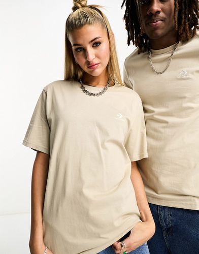 T-shirt unisex color pietra con logo ricamato - Converse - Modalova