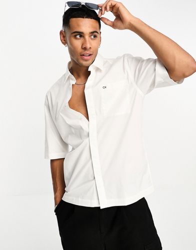 Camicia a maniche corte bianca in popeline elasticizzato - Calvin Klein - Modalova