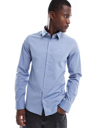 Camicia elasticizzata slim azzurra in popeline - Calvin Klein - Modalova