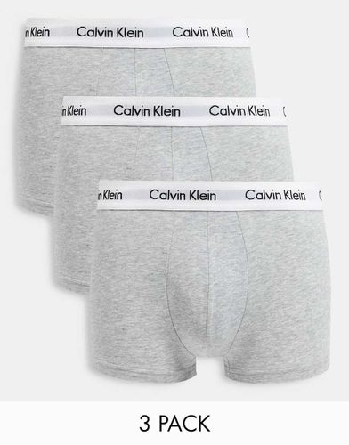 Cotton Stretch - Confezione da 3 boxer aderenti a vita bassa grigi con fascia in vita con logo - Calvin Klein - Modalova