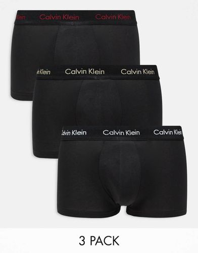 Cotton Stretch - Confezione da 3 boxer aderenti a vita bassa neri con logo colorato - Calvin Klein - Modalova