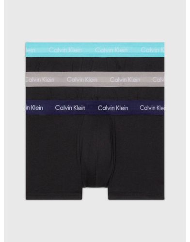 Cotton Stretch - Confezione da 3 paia di boxer aderenti neri con fascia in vita colorata - Calvin Klein - Modalova