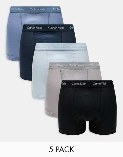 Cotton Stretch - Confezione da 5 boxer aderenti blu/neutri - Calvin Klein - Modalova