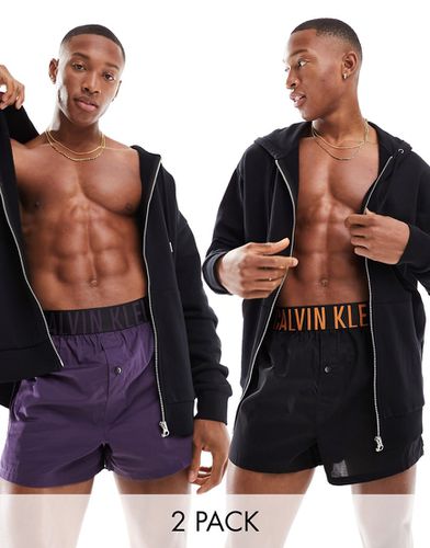 Intense Power - Confezione da 2 boxer aderenti neri con fascia in vita con logo colorato - Calvin Klein - Modalova