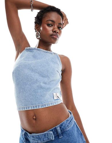 Crop top lavaggio chiaro con laccio - Calvin Klein Jeans - Modalova