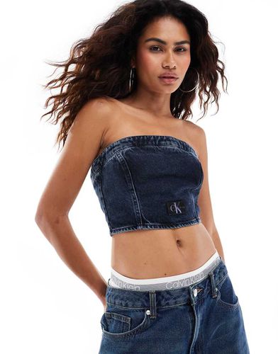 Top a tubino in denim lavaggio scuro - Calvin Klein Jeans - Modalova