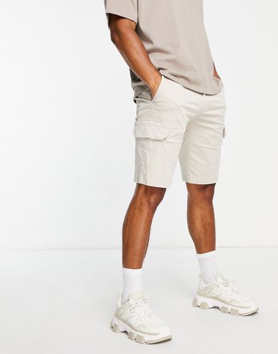 Pantaloncini cargo in rasatello di misto cotone color pietra - STONE - Calvin Klein - Modalova