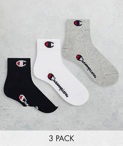 Confezione da 3 paia di calzini con logo grigi, bianchi e neri - Champion - Modalova