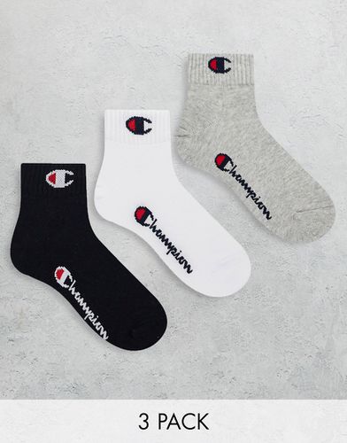 Confezione da 3 paia di calzini sportivi grigi, bianchi e neri - Champion - Modalova