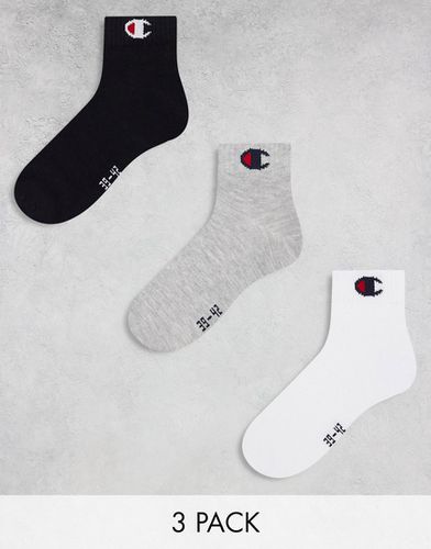 Confezione da 3 paia di calzini sportivi grigi, neri e bianchi - Champion - Modalova
