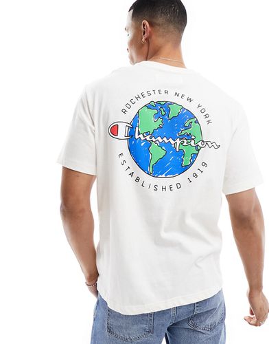 T-shirt bianca con stampa con mondo sul retro - Champion - Modalova