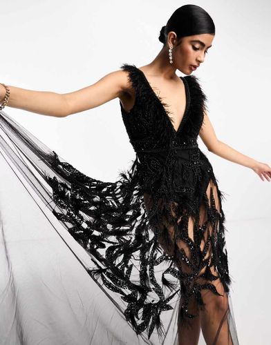 Vestito lungo premium decorato con body integrato e gonna trasparente - A Star Is Born - Modalova