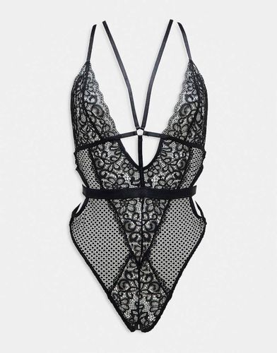 Obsession - Body con design aperto in pizzo e rete con scollo profondo davanti e fascette - Ann Summers - Modalova