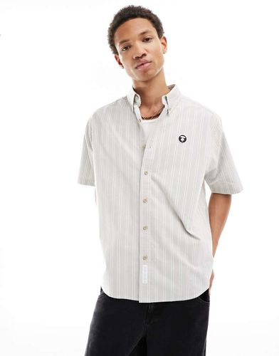 Aape By A Bathing Ape - Camicia a maniche corte beige a righe - AAPE BY A BATHING APE® - Modalova