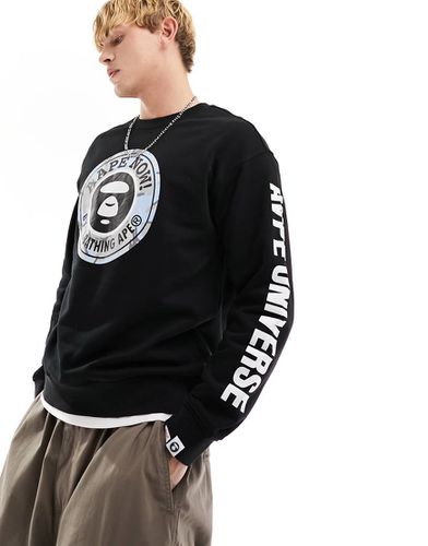 AAPE By A Bathing Ape - Felpa nera con logo a stampa mimetica - AAPE BY A BATHING APE® - Modalova