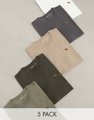 Confezione da 5 t-shirt comode neutre con logo - Abercrombie & Fitch - Modalova