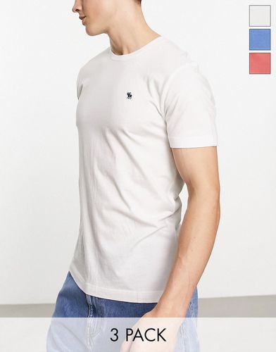 Confezione da 3 T-shirt rosso/bianco/blu con logo - Abercrombie & Fitch - Modalova